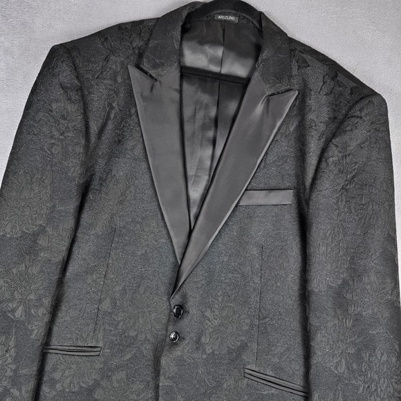 Angelino Blazer Mens 40 Black Floral Jacquard Shawl Lapel Formal Tuxedo Jacket